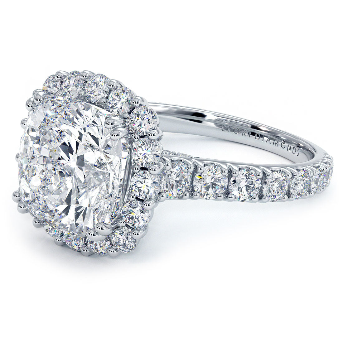 5 Carat Cushion Cut Micro Prong Set Halo