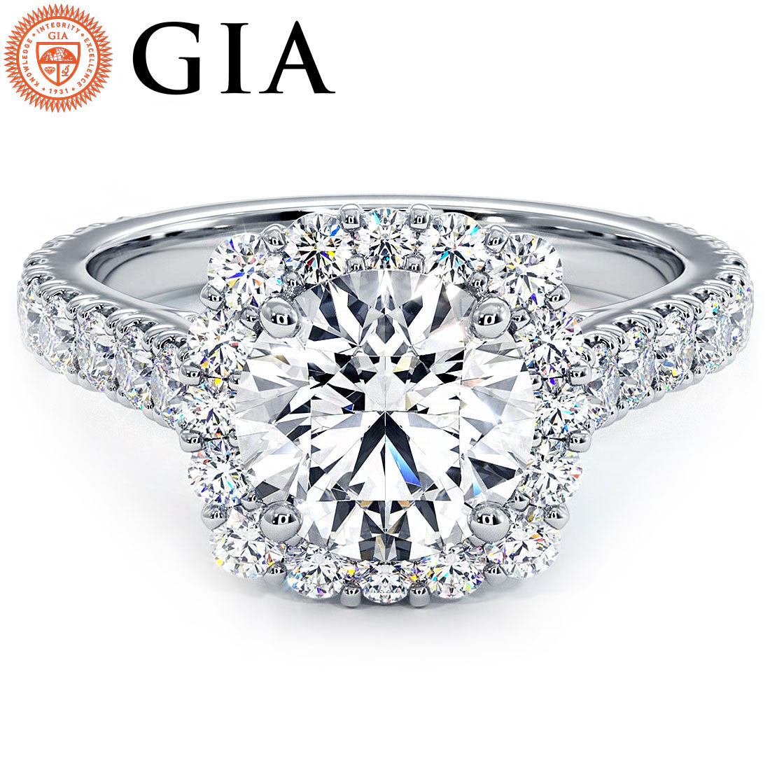 2 Carat Round Brilliant Micro Prong Set Halo