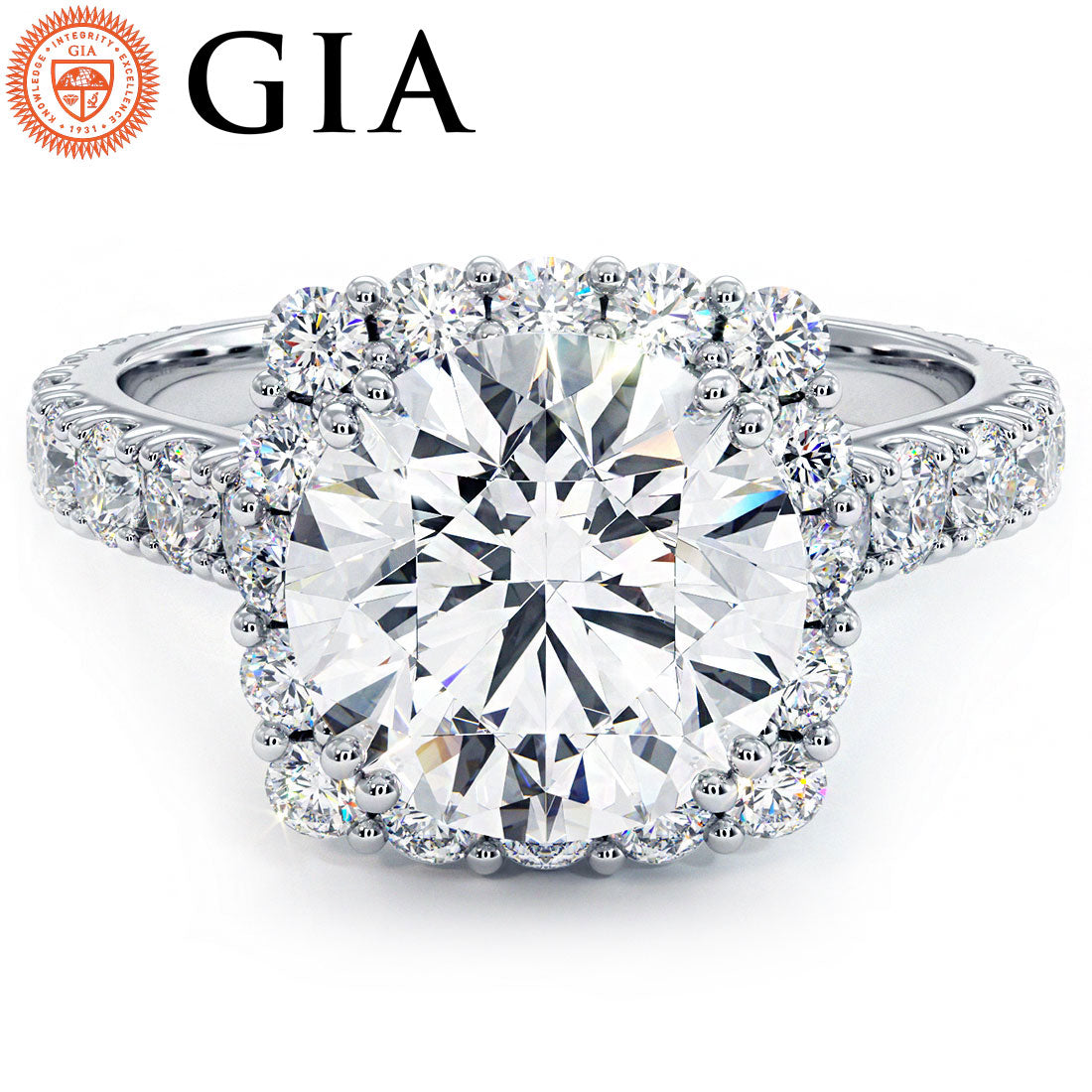 3 Carat Round Brilliant Micro Prong Set Halo