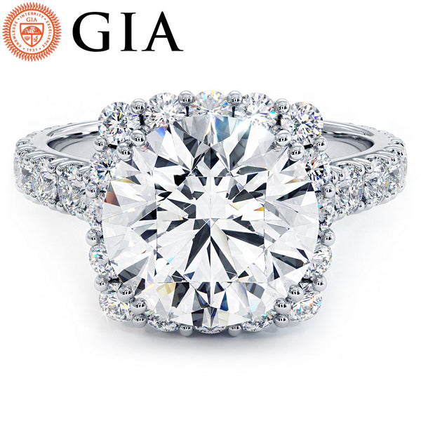 4 Carat Round Brilliant Micro Prong Set Halo