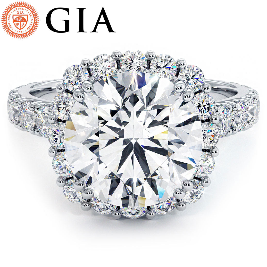 5 Carat Round Brilliant Micro Prong Set Halo