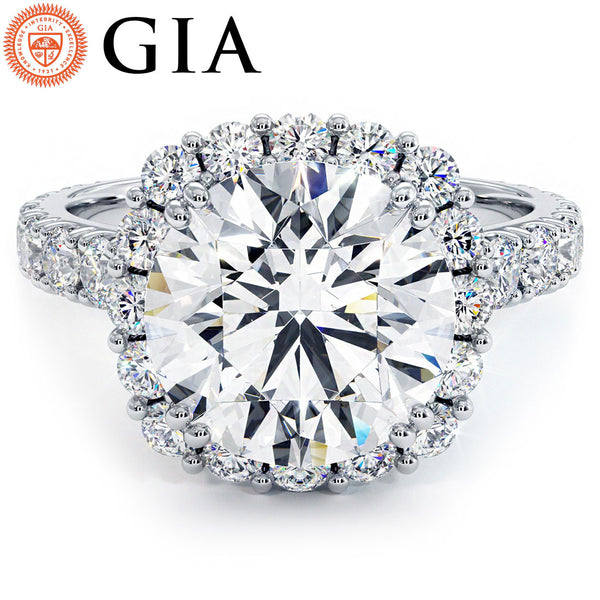 5 Carat Round Brilliant Micro Prong Set Halo