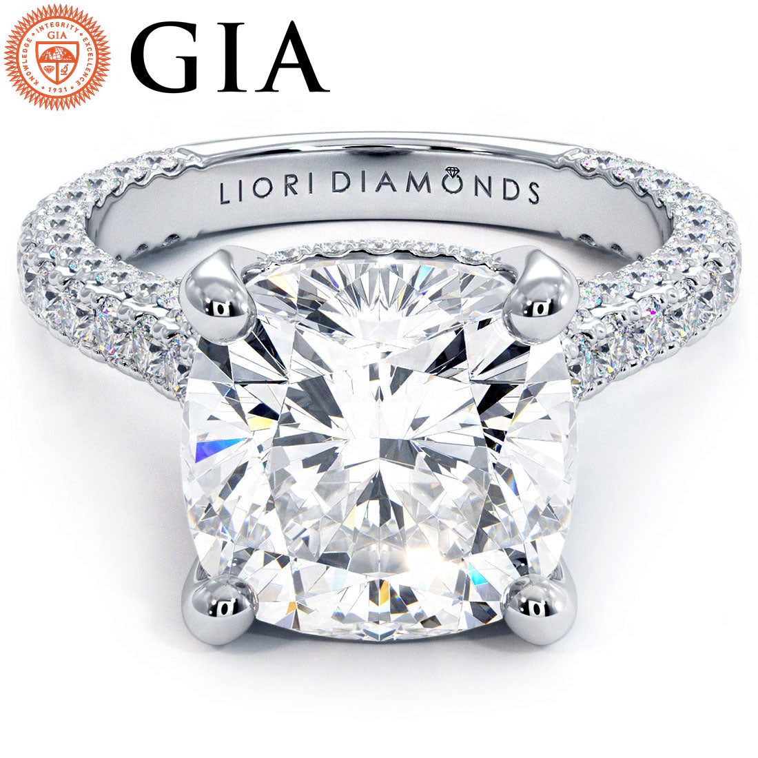 5 Carat Cushion Cut Petite 3D Micropavé Shank