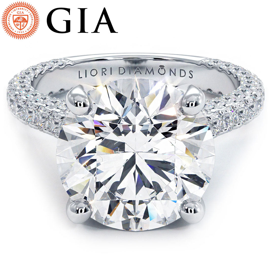5 Carat Round Brilliant Petite 3D Micropavé Shank