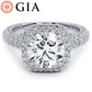 4.03ctw GIA Certified D-VS1 Round Brilliant Halo 3D Micropavé Shank Lab Grown Diamond Engagement Ring 14k White Gold