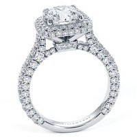 4.03ctw GIA Certified D-VS1 Round Brilliant Halo 3D Micropavé Shank Lab Grown Diamond Engagement Ring 14k White Gold