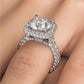 8.10ctw Round Brilliant F-VS1 Halo 3D Micropavé Shank Lab Grown Diamond Engagement Ring 14k White Gold