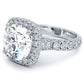 8.10ctw Round Brilliant F-VS1 Halo 3D Micropavé Shank Lab Grown Diamond Engagement Ring 14k White Gold