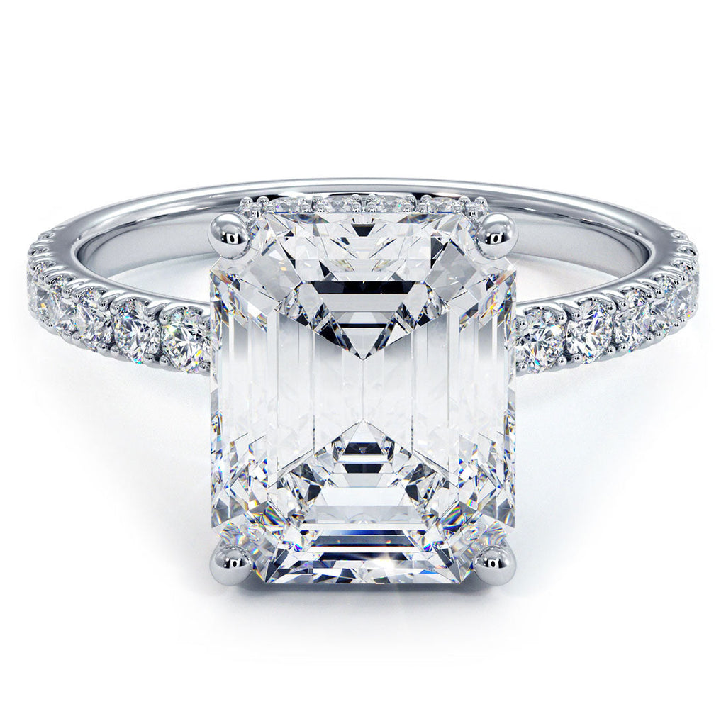 3 Carat Emerald Cut Under Halo Petite Micropavé