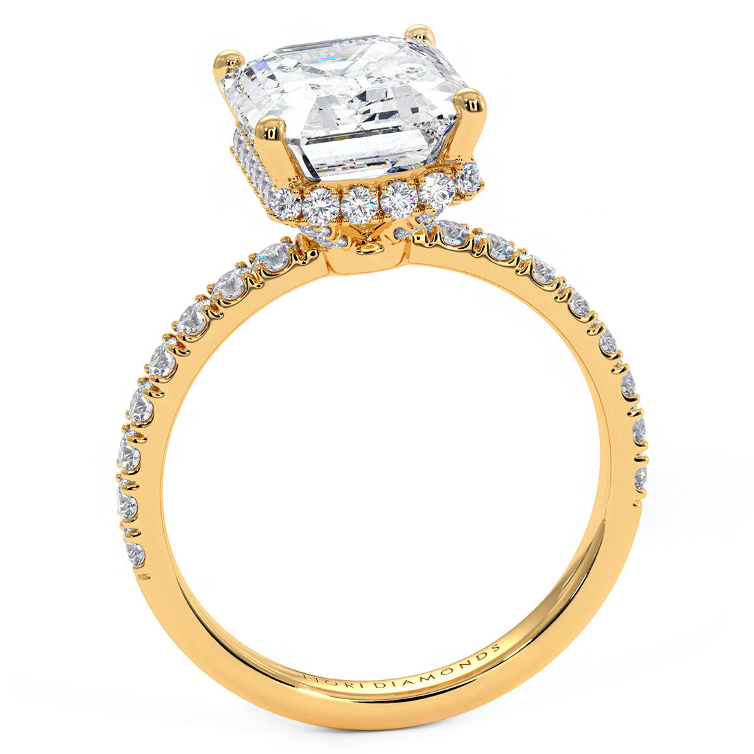 3 Carat Emerald Cut Under Halo Petite Micropavé