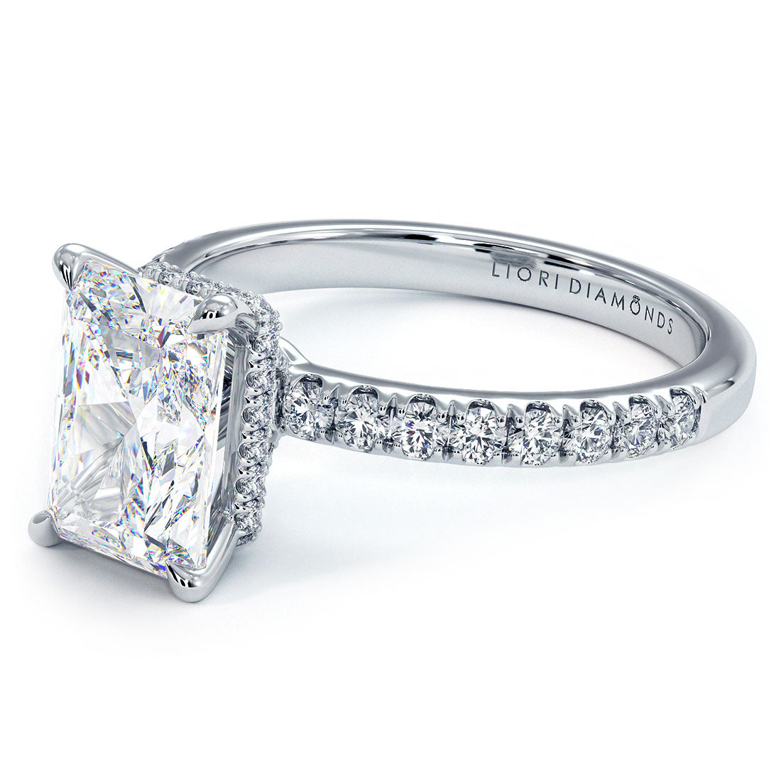 2 Carat Radiant Cut Under Halo Petite Micropavé
