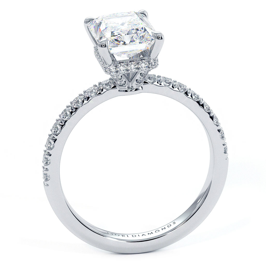 2 Carat Radiant Cut Under Halo Petite Micropavé