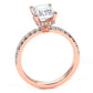 2.55ctw GIA Certified E-VS1 Radiant Cut Under Halo Petite Micropavé Lab Grown Diamond Engagement Ring set in 14k Rose Gold