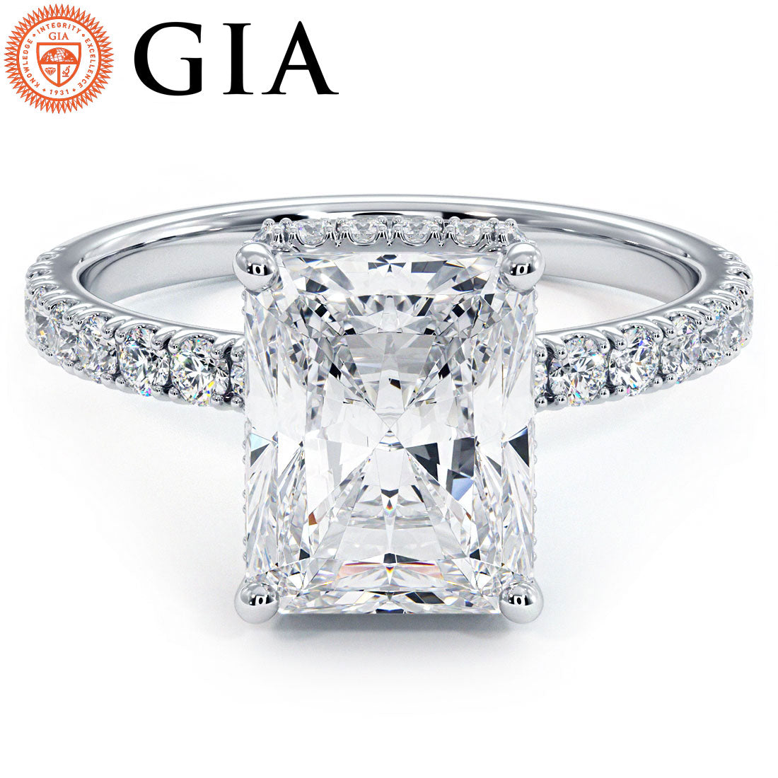 3 Carat Radiant Cut Under Halo Petite Micropavé
