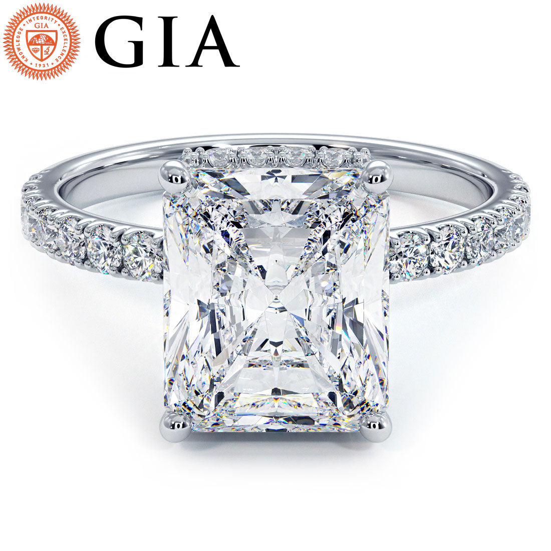 3 Carat Radiant Cut Under Halo Petite Micropavé