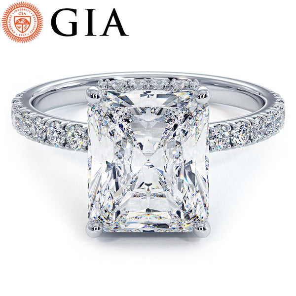 3 Carat Radiant Cut Under Halo Petite Micropavé