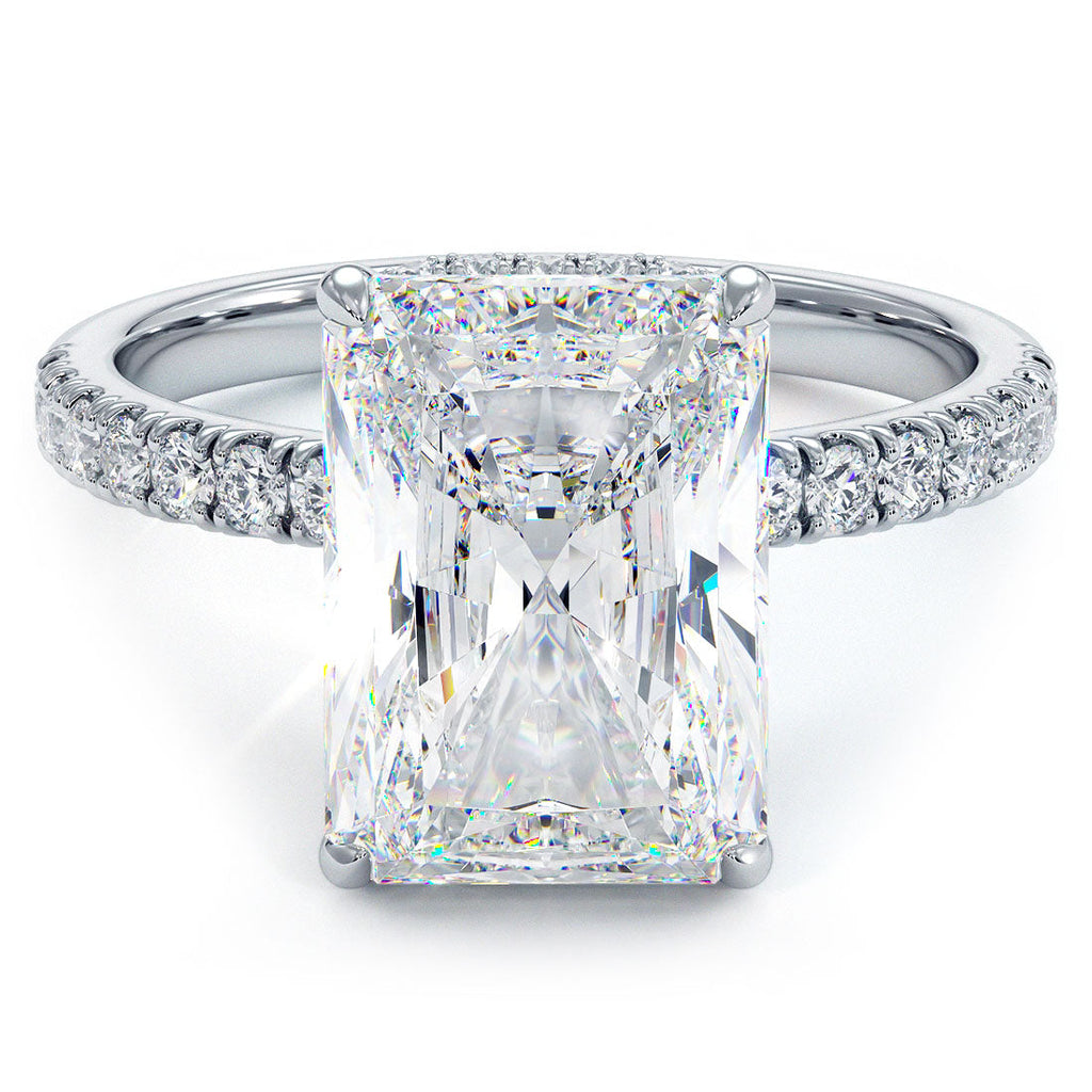 4 Carat Radiant Cut Under Halo Petite Micropavé