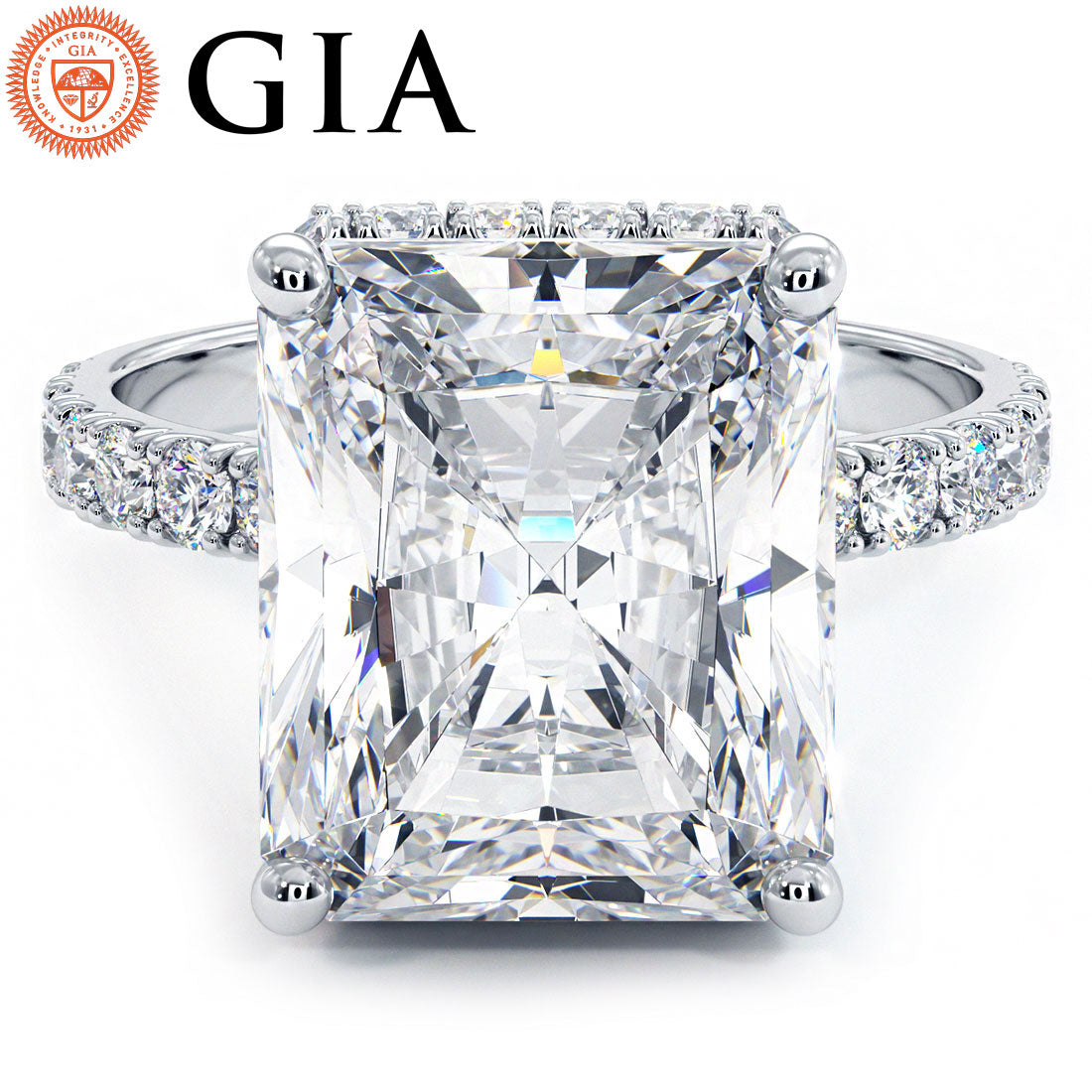 6 Carat Radiant Cut Under Halo Petite Micropavé