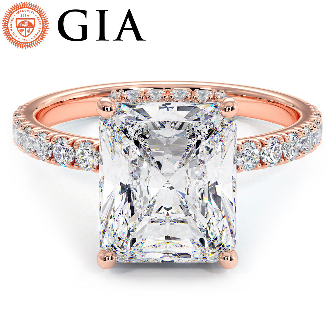 3 Carat Radiant Cut Under Halo Petite Micropavé