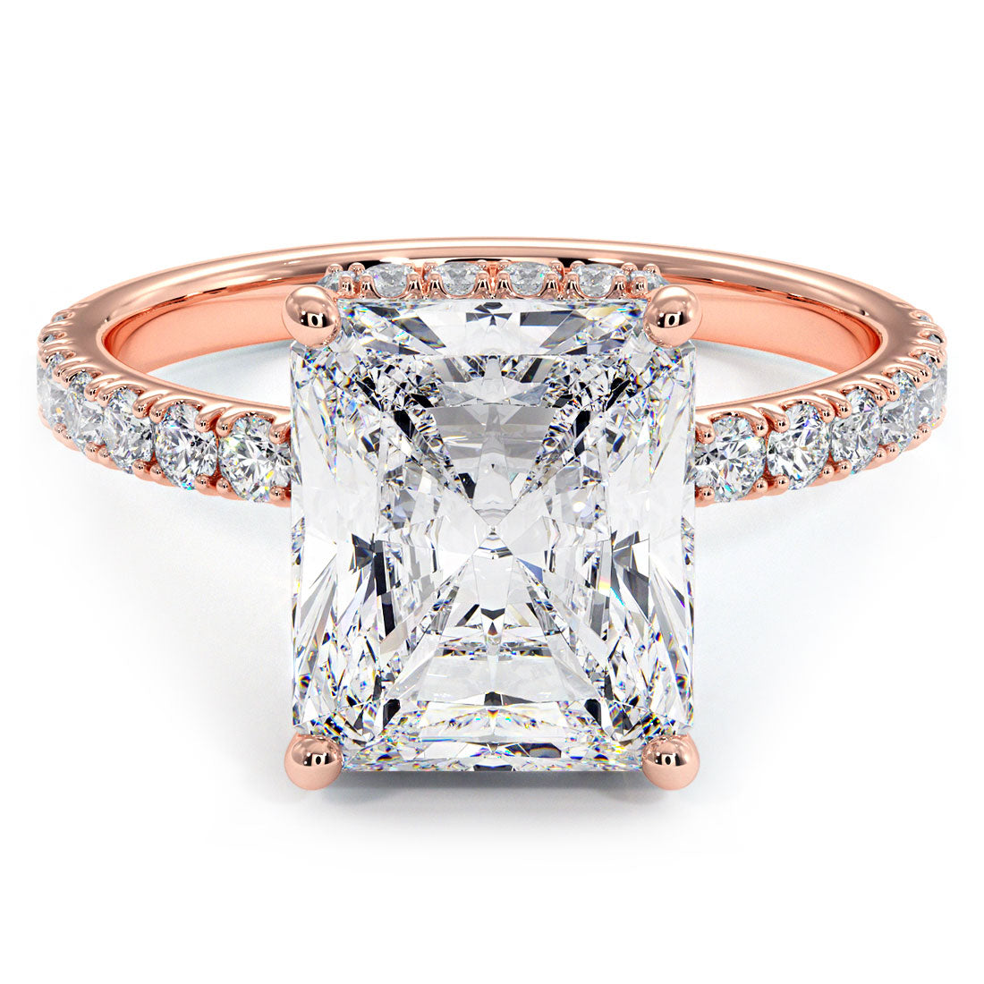 3 Carat Radiant Cut Under Halo Petite Micropavé