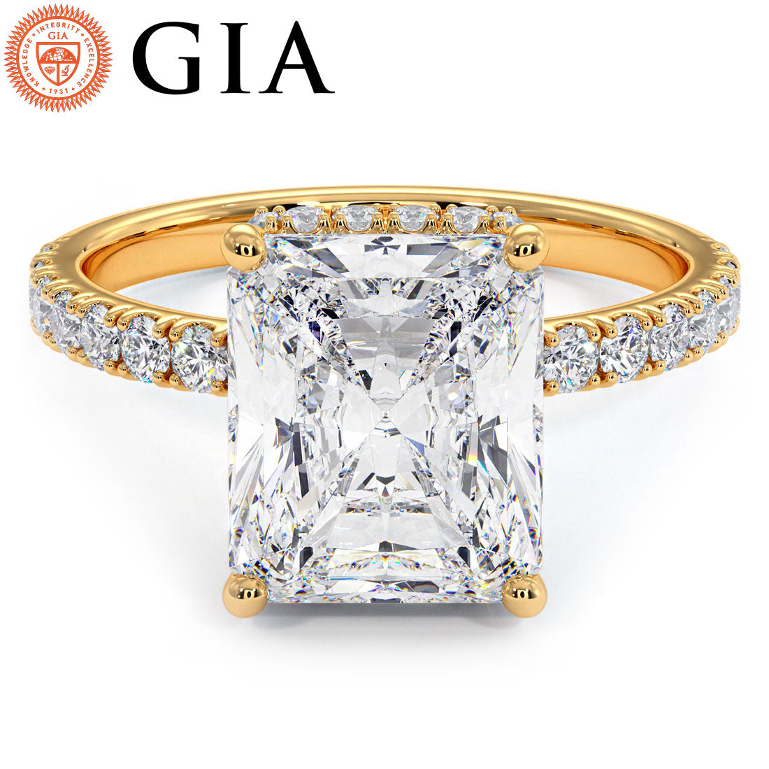 3 Carat Radiant Cut Under Halo Petite Micropavé