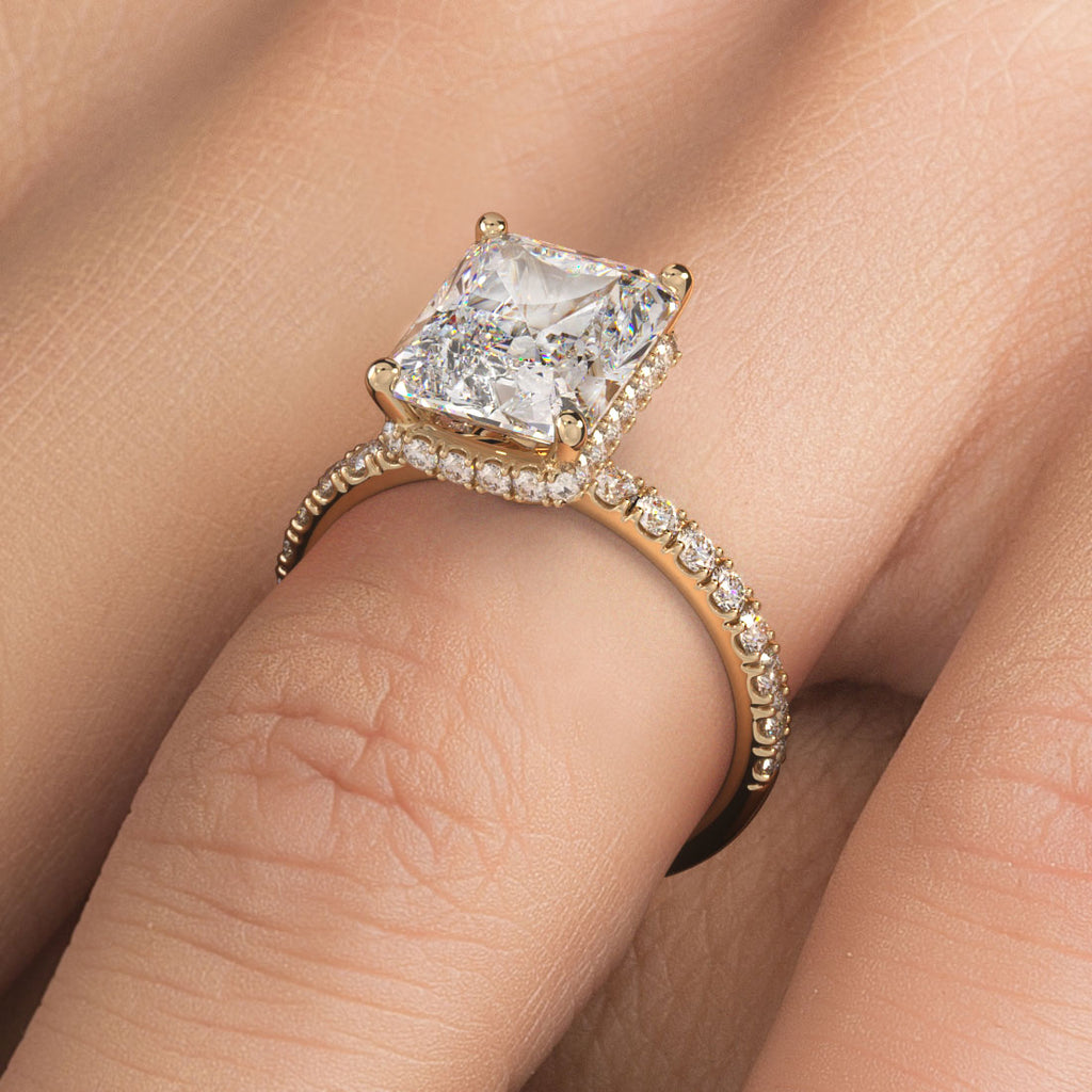 3 Carat Radiant Cut Under Halo Petite Micropavé