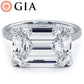 5.59ctw GIA Certified E-VVS2 Emerald Cut East to West Petite Micropavé Lab Grown Diamond Engagement Ring set in Platinum