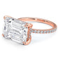 5.59ctw GIA Certified E-VVS2 Emerald Cut East to West Petite Micropavé Lab Grown Diamond Engagement Ring set in 14k Rose Gold