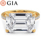 5.59ctw GIA Certified E-VVS2 Emerald Cut East to West Petite Micropavé Lab Grown Diamond Engagement Ring set in 14k Yellow Gold