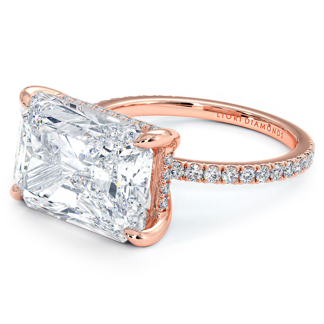 5 Carat Radiant Cut East to West Petite Micropavé