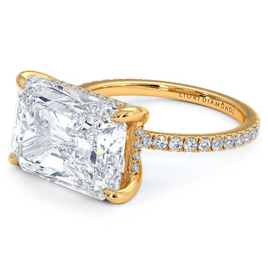 5 Carat Radiant Cut East to West Petite Micropavé