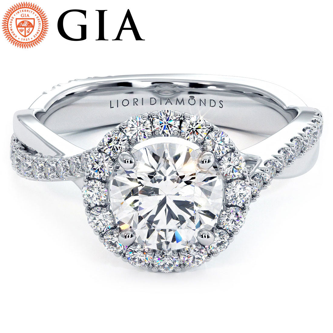 1 Carat Round Brilliant Infinity Twist Round Halo