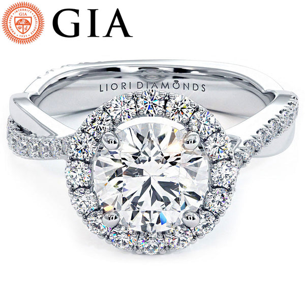 1.5 Carat Round Brilliant Infinity Twist Round Halo
