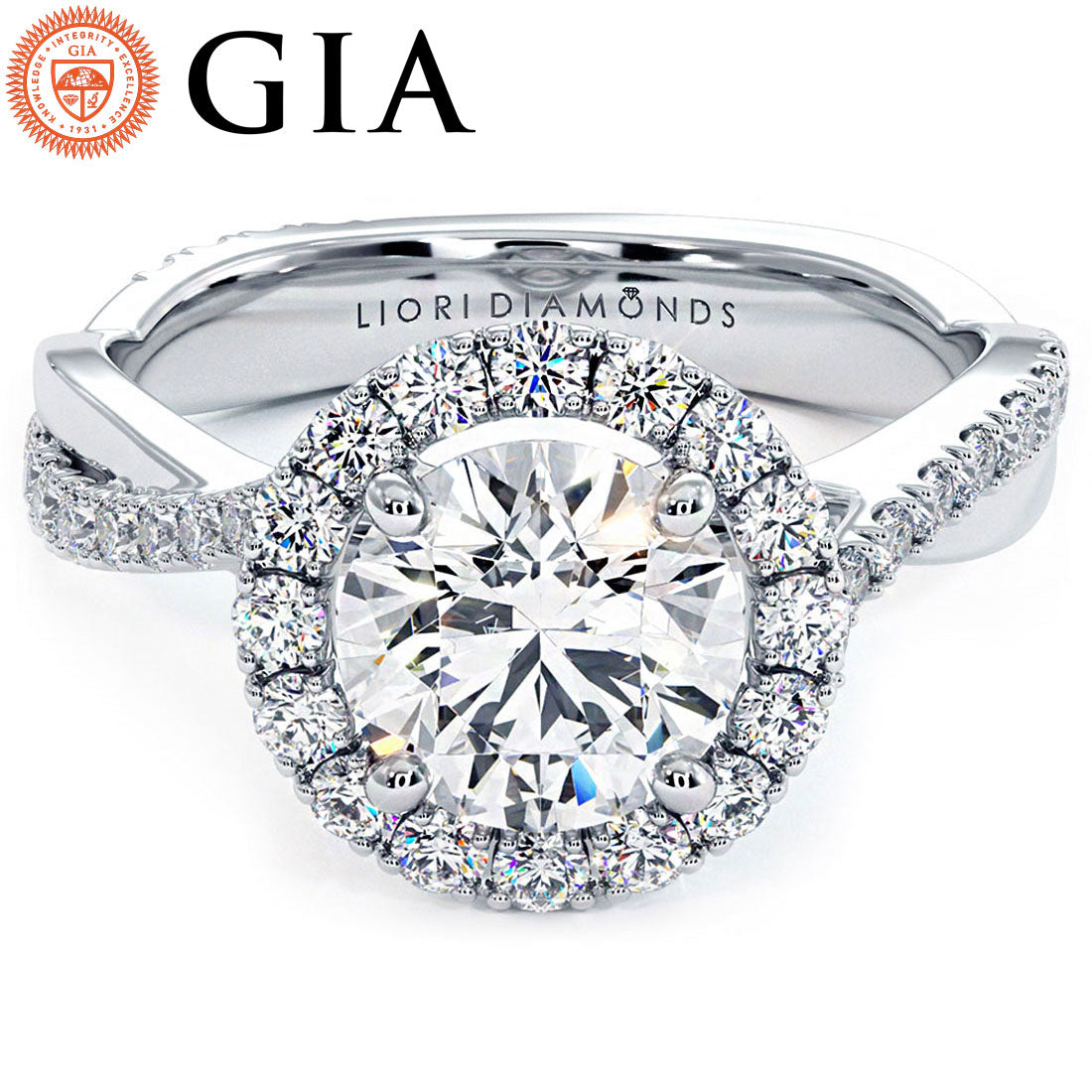 1.5 Carat Round Brilliant Infinity Twist Round Halo