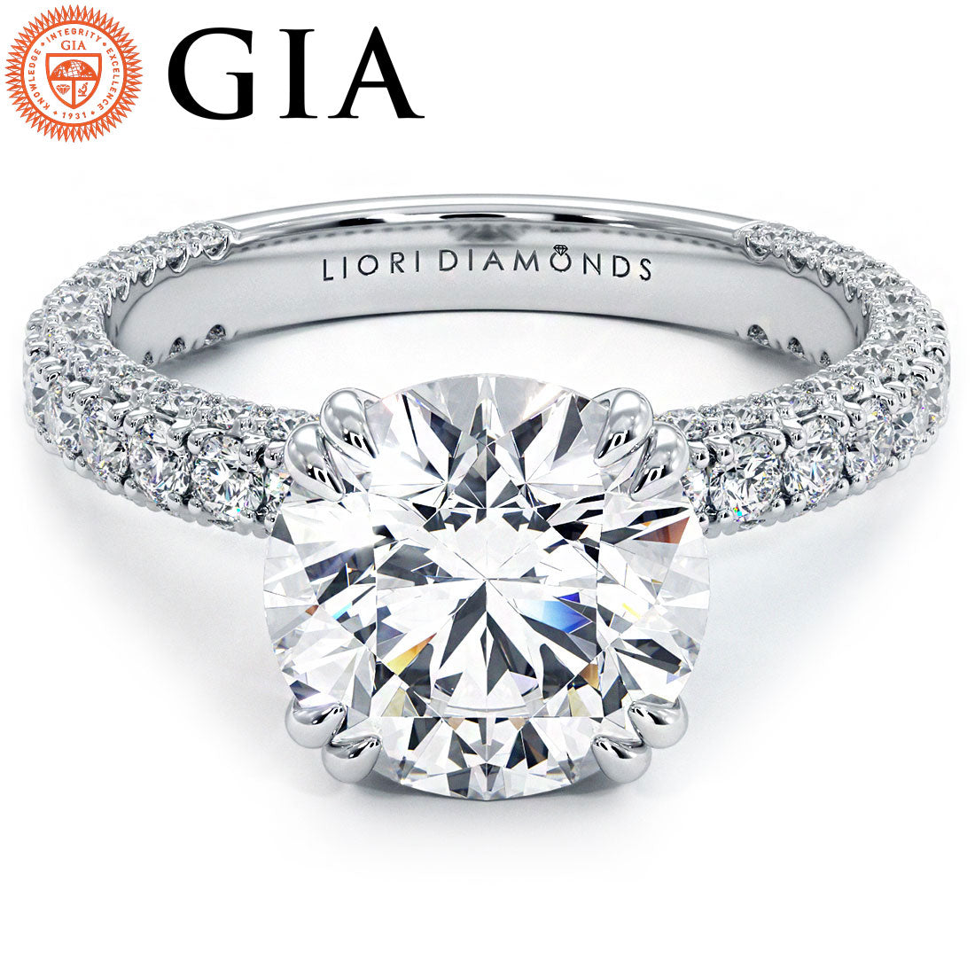 2 Carat Round Brilliant 3D Micropavé Shank