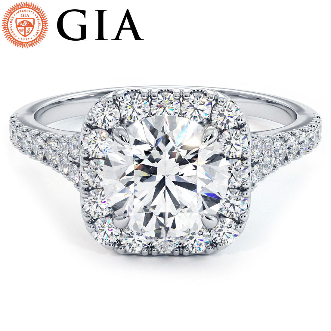 1.5 Carat Round Brilliant Halo Split Shank Micropavé