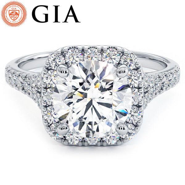2 Carat Round Brilliant Halo Split Shank Micropavé