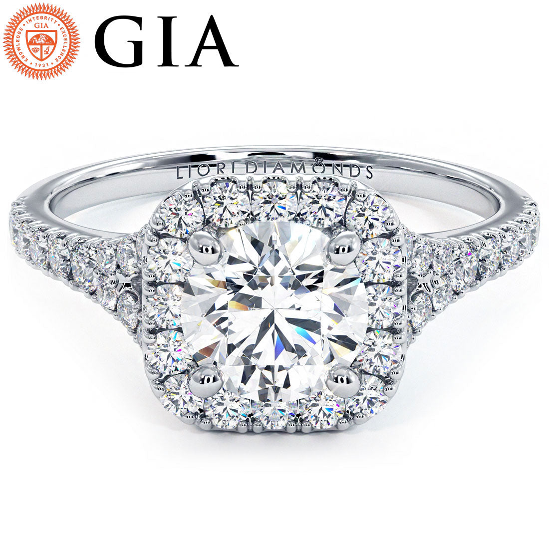 1 Carat Round Brilliant Halo Split Shank Micropavé