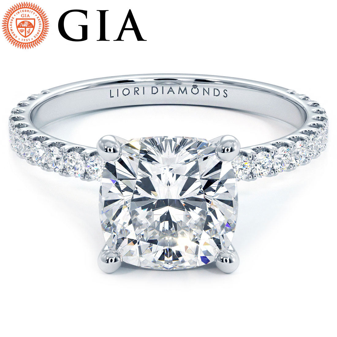 2 Carat Cushion Cut Petite Micropavé