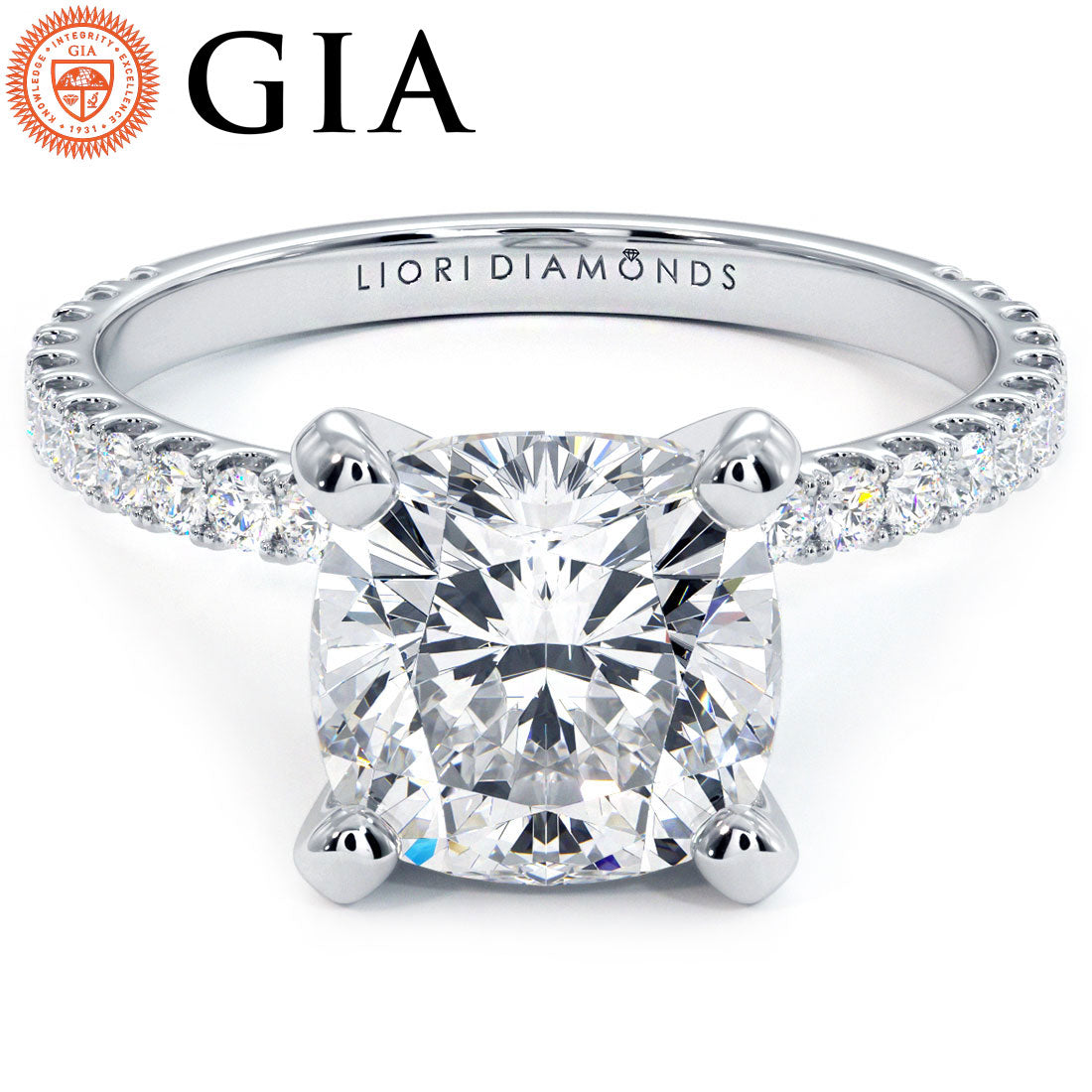 3.5 Carat Cushion Cut Petite Micropavé