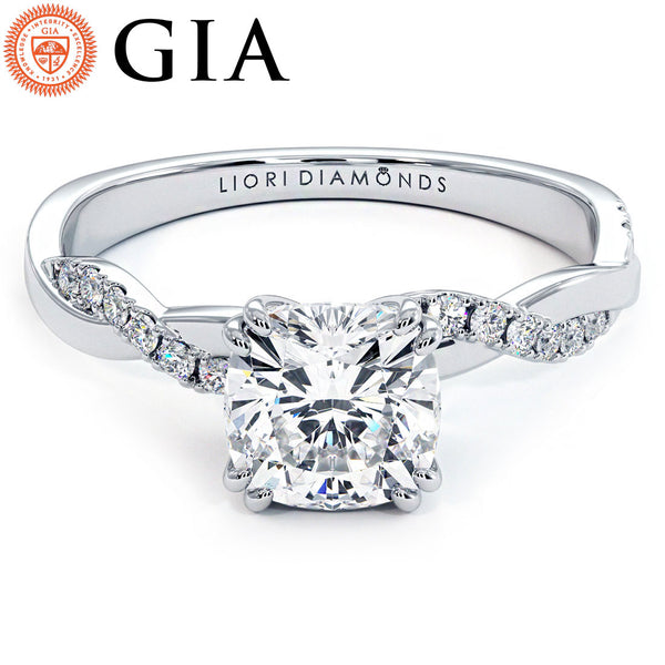 1 Carat Cushion Brilliant Petite Infinity Twist Micropavé