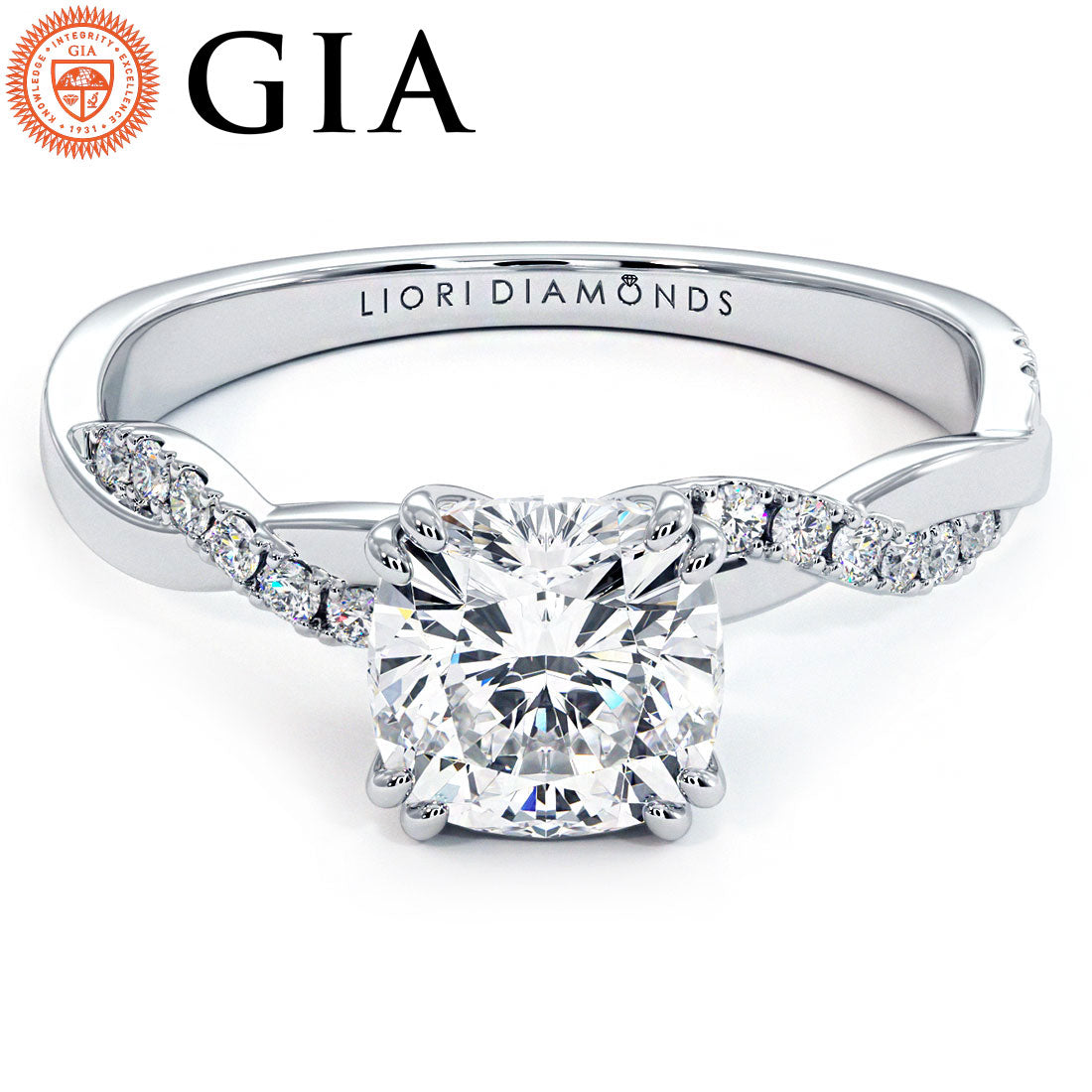 1 Carat Cushion Brilliant Petite Infinity Twist Micropavé