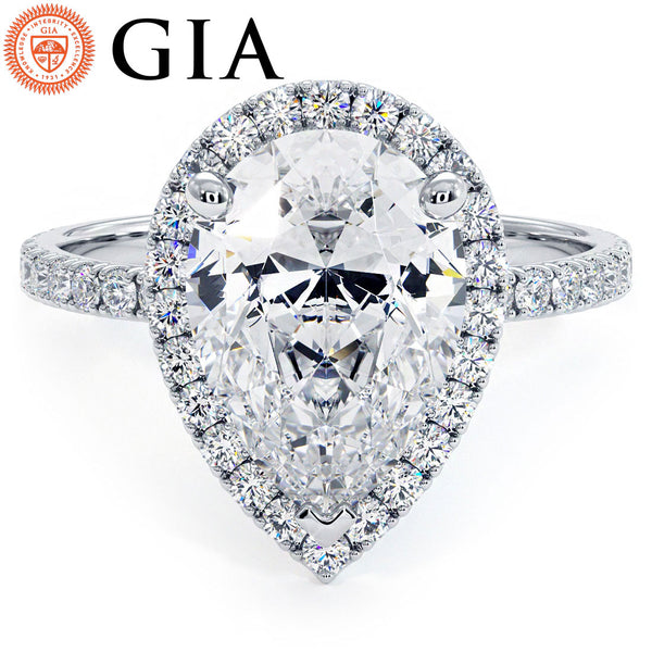 3 Carat Pear Shape Halo Petite Micropavé Gallery