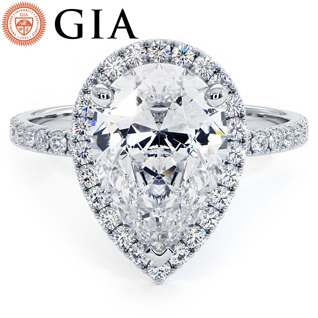 3 Carat Pear Shape Halo Petite Micropavé Gallery