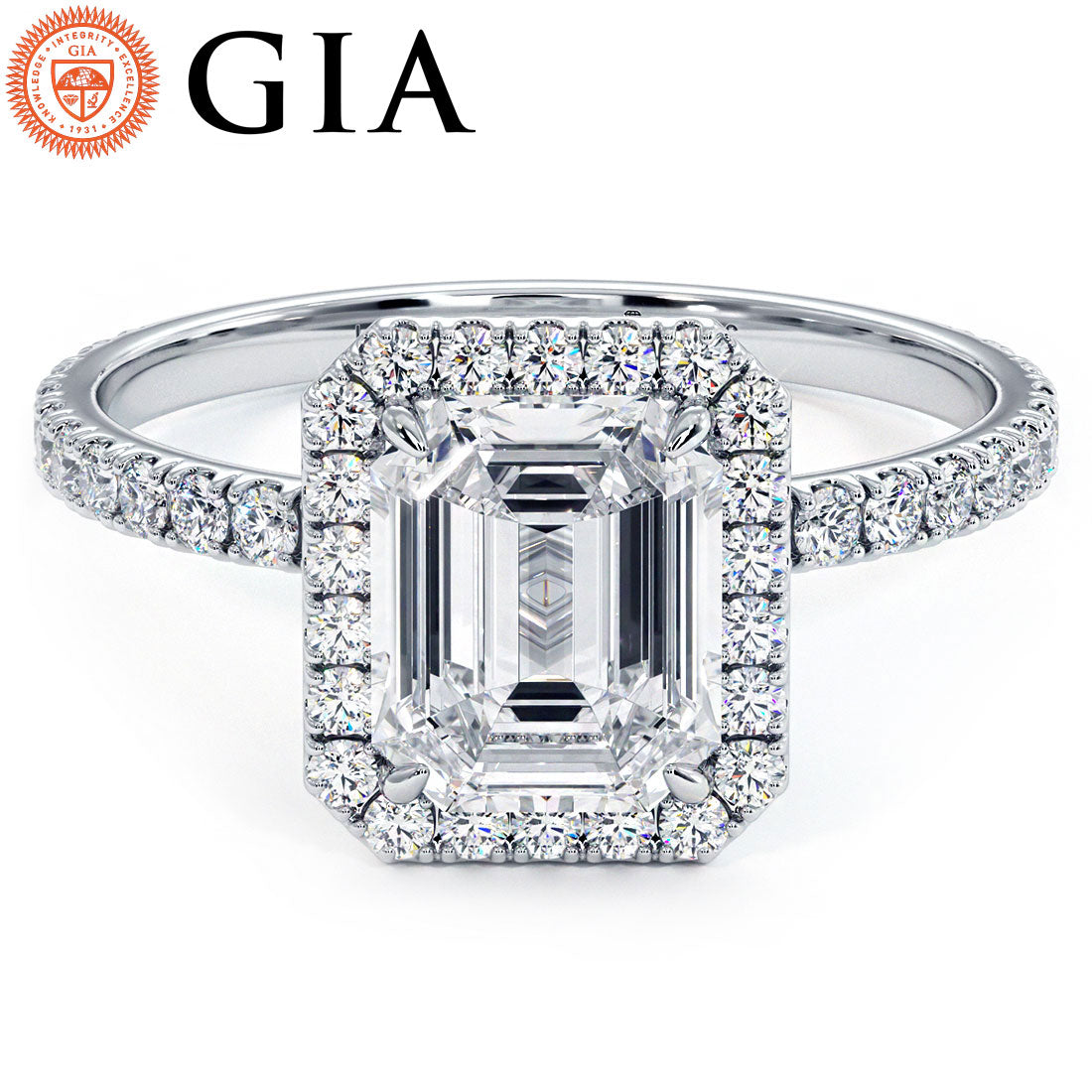1.5 Carat Emerald Cut Petite Halo Micropavé
