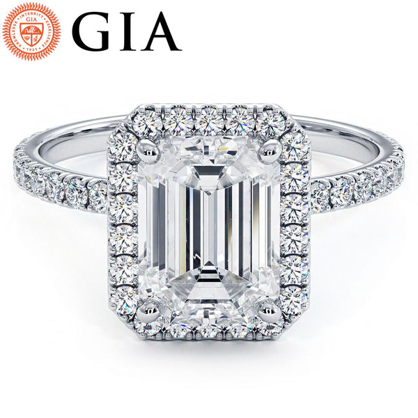2 Carat Emerald Cut Petite Halo Micropavé