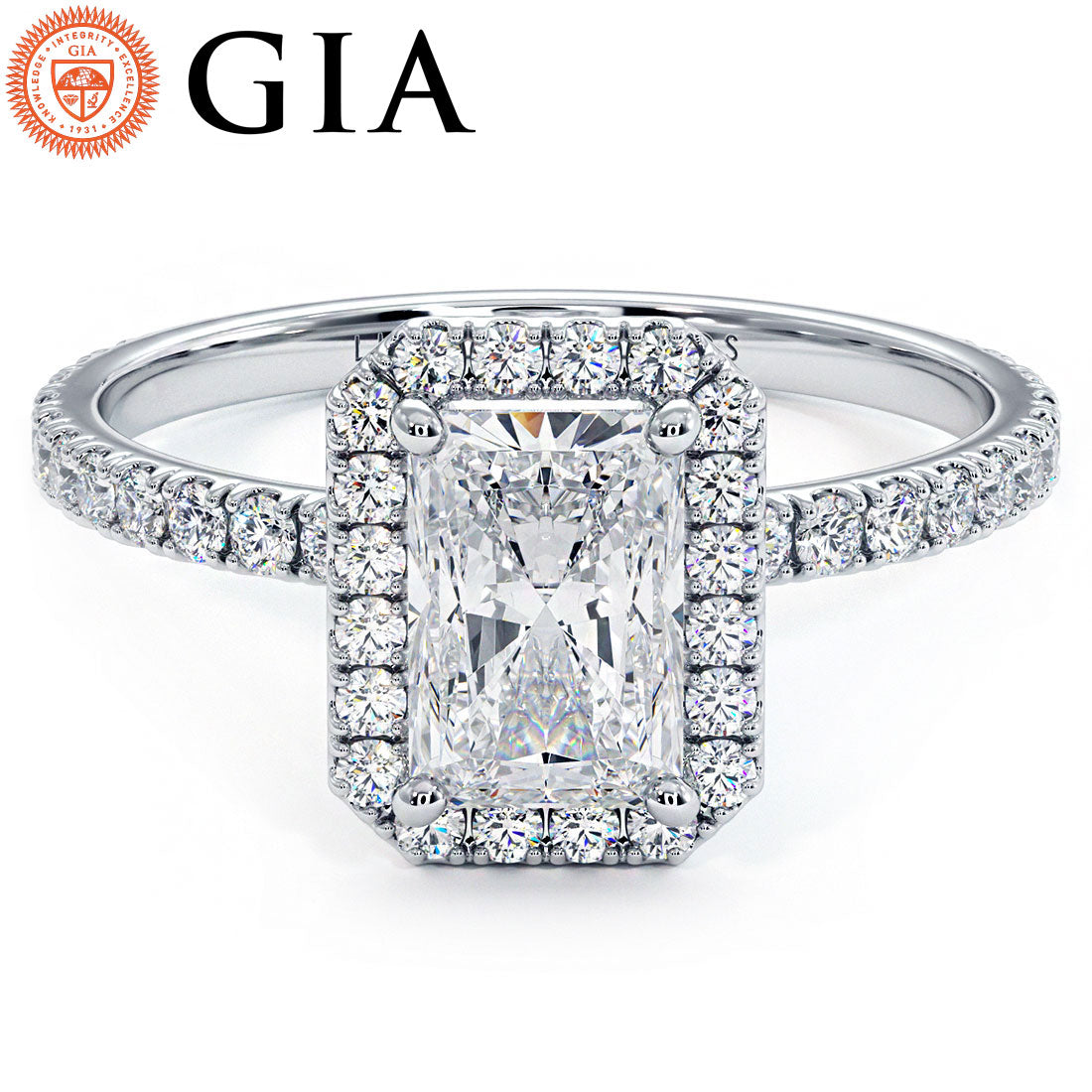 1 Carat Radiant Cut Petite Halo Micropavé