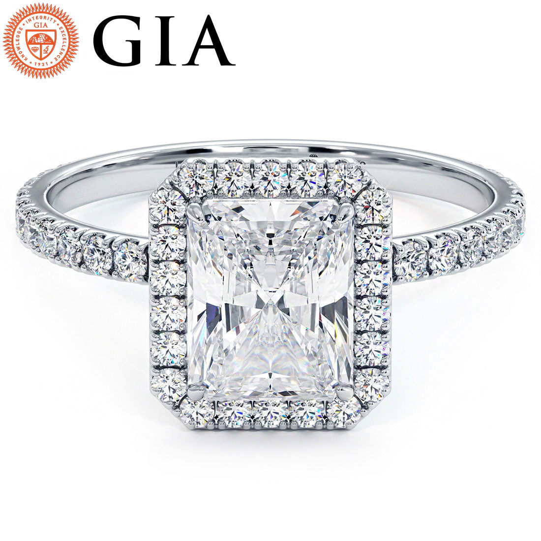 1.5 Carat Radiant Cut Petite Halo Micropavé