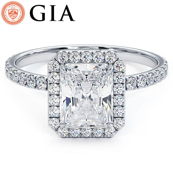 1.5 Carat Radiant Cut Petite Halo Micropavé