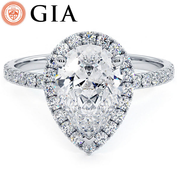 2 Carat Pear Shape Petite Halo Micropavé